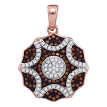 10kt Rose Gold Womens Round Red Color Enhanced Diamond Circle Pendant 1/3 Cttw - £405.98 GBP