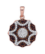 10kt Rose Gold Womens Round Red Color Enhanced Diamond Circle Pendant 1/3 Cttw - £402.13 GBP