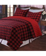 RED WESTERN  PLAID REVERSIBLE QUILT SET  FULL/QUEEN - £287.76 GBP
