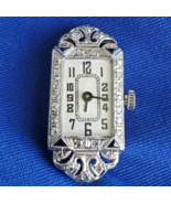 Earth mined Diamond Sapphire Deco Platinum Ladies Watch Gatsby era Vinta... - €1.474,52 EUR