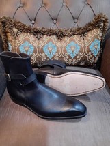Handmade Men&#39;s Black Leather Jodhpurs Boots Chiseled Toe Dress Formal Shoes - £119.08 GBP+