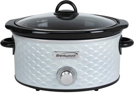 Brentwood SC-140W Scallop Pattern 4.5-Quart Slow Cooker, White, 3 Heat S... - £36.41 GBP