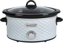 Brentwood SC-140W Scallop Pattern 4.5-Quart Slow Cooker, White, 3 Heat Settings - £36.41 GBP