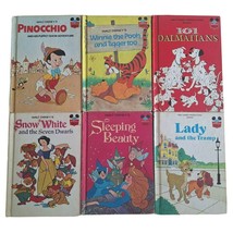 Disney Childrens Hardcover Books 6 Vintage Pinocchio Dalmations Snow White Lady - $17.77