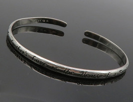 925 Sterling Silver - Vintage A Grandmother&#39;s Love Quote Cuff Bracelet - BT4789 - £43.37 GBP