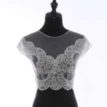 Deep V Illusion Neckline Lace Tops Sleeveless Empire Style Bridesmaid Lace Tops image 8