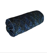 Vintage Style  Bolster Pillows Art Deco Blue Crush Velvet, Throw Pillow 6x16" - $59.00