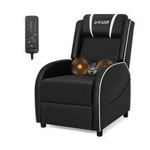 Massage Gaming Chair Recliner with Adjustable Footrest and Back w/ White... - €173,31 EUR