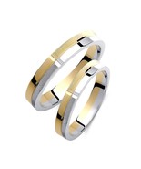 Two-Tone Wedding Band-3.5mm Wedding Bands Set-Matte Gold Rings-Minimalis... - €578,36 EUR+