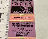 Matchbook Cover  Mama Casino’s Italian Restaurant Miami, FL  gmg  Unstruck - $12.38