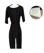 Women’s Black Jumpsuit XL Tie Waist Stretch 3/4 Sleeve One Piece Romper ... - $456.26 MXN