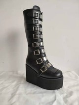Women&#39;s Cosplay High Boots Winter Long Tube Leather Knight Boot Punk Gothic Clas - £57.81 GBP