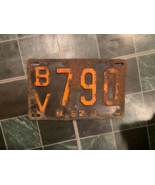 1952 NJ 10.75&quot; X 6.5&quot; Trailer License Plate BV 790 *Rust/Bent/Wear* ss1 - $17.99