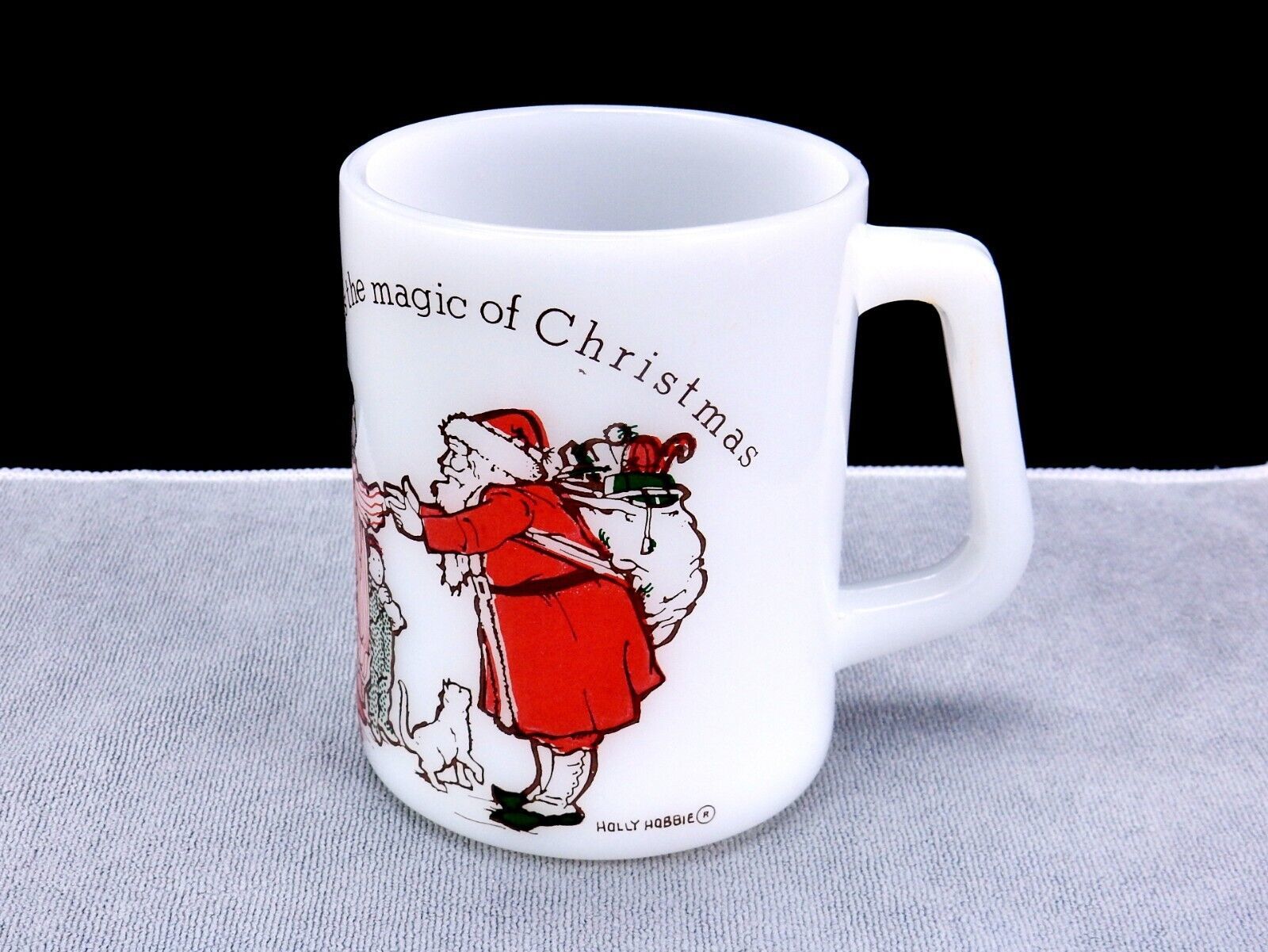 Holly Hobbie Vintage Milk Glass Holiday Mug, American Greetings, Christmas Magic - $14.65