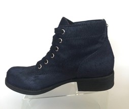 SAM EDELMAN Bleecker Ink Navy Calf Hair Lace Up Moto Ankle Boots (Size 6 M) - £23.94 GBP
