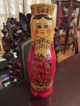 Vintage Russian Wooden Lacquer Hand Painted Bottle Box 13 1/2&quot; Original - £97.34 GBP