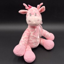 First &amp; Main Plush Giraffe Infant Toy Jingle Pink Waffle Weave Sensory Texture - £7.71 GBP