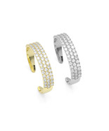 Gold Silver Three CZ Diamond Row Adjustable Bracelet, Sku#LX372 - £9.85 GBP