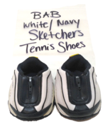 Build A Bear Workshop Skechers Tennis Shoes White And Navy Zipper Leather - £9.10 GBP