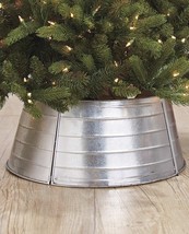 Christmas Tree Collar Tree Skirt Galvanized Metal Ring Cover Holiday Home Decor - £23.97 GBP