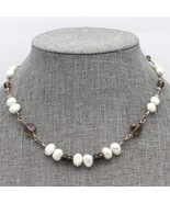 Retired Silpada Sterling Smoky Quartz &amp; Freshwater Pearl Station Necklac... - £31.38 GBP
