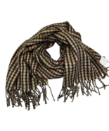 J. Crew Large Oversized Check Plaid Scarf Wrap 77" x 24" Camel/Khaki - $49.50