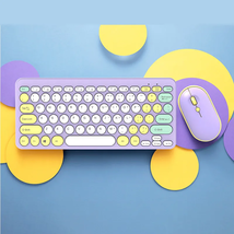 2.4G Wireless Keyboard and Mouse Combos Boys and Girls Cute round Key Office  - £32.31 GBP+