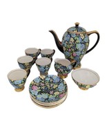 Empire Porcelain Black Marguerite Floral Coffee Pot, Cup, Saucer, Bowl, ... - £74.36 GBP