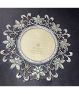 New Jeweled Circular Metal Picture Frame, holds 3 .5 X 3.5 inch-diameter... - £15.66 GBP