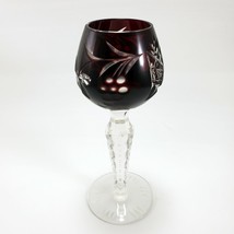 Lausitzer Amethyst Cut to Clear Cordial Glass Grapes 5.25in Cut Stem Foot - $27.00