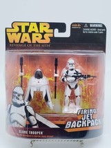 MIP Star Wars ROTS (2005) Clone Trooper Figure w/ Firing Jet Backpack (B-0M) - £22.62 GBP