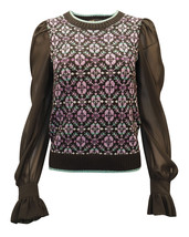 Maje Maely Geo-Print Sweater In  Wool Women Black Size 36 - $209.00