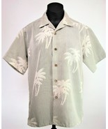 Aloha Joe Hawaiian Shirt Womens 7/8 Medium Striped Palm Trees Button Up ... - £12.61 GBP