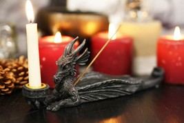 Ebros Gothic Stony Dragon Incense Burner and Candle Holder Figurine 10&quot; ... - $21.99