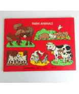 Vintage American Toy Farm Animals 5 Piece Wooden Puzzle #29143 - $16.28 CAD