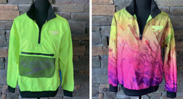 Speedo Neon Lime Green Rainbow Reversible Half Zip Anorak Windbreaker Pu... - £16.60 GBP