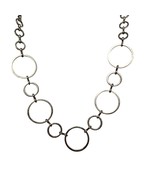 Y2K Punk Gothic Silver Tone Circle Link Choker Necklace Adjustable State... - €18,50 EUR