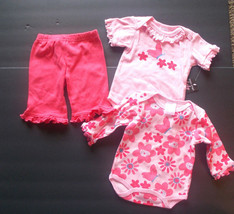 Mon Cheri Infant Baby Girls 3 Pc Floral Outfit Pink Sizes 3-6M and 6-9M NWT - £8.94 GBP
