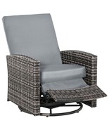 Outsunny Gray Wicker Swivel Recliner Chair: Outdoor Patio Comfort - $649.46 CAD
