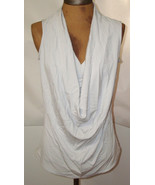 NWT New Designer Josie Natori Top Blouse Light Gray Womens S Cowl Sleeve... - £308.63 GBP