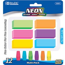Neon Eraser Sets, Pencil Top &amp; Block Bevel Erasers (12-Count) - $9.39+