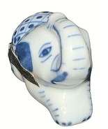Miniature Elephant Figurine Delft Style Porcelain White Blue Small 2.0&quot; ... - £5.45 GBP
