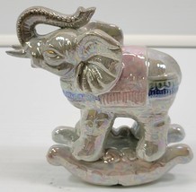 AP) Vintage Glossy Porcelain Raised Truck Rocking Gray Elephant Figurine - £11.66 GBP