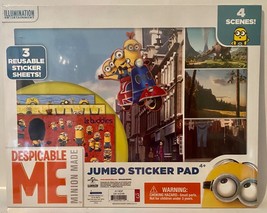 Despicable Me Le Buddies Jumbo Sticker Pad - 3 Reusable Sticker Sheets- New - £4.10 GBP