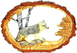 Wolf In The Woods With Wood Look Circle Frame 7&quot; X 5 1/2&quot; x 1 1/2&quot; Resin - $13.99