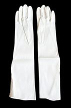 Vintage 15" Long Off White Leather Van Raalte Gloves Sz 7.5 Women Made Hong Kong image 2
