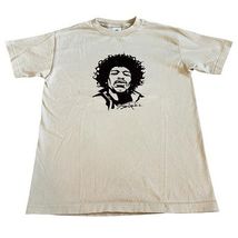 Vintage Jimmy Hendrix Men’s T Shirt Sz M Beige Plush Stencil Portrait Pr... - $14.80
