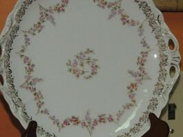 Antique C.T Germany 9.25" Handled Platter Charger Plate Roses embellishe... - $17.09