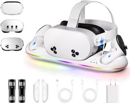 Magnetic Charging Dock Headset Controllers Set Quest 2/3/3S VR RGB 20W S... - $49.99