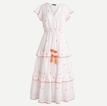 NWT J.Crew Embroidered Midi in White Cotton Voile Tiered Dress 10 $158 - £48.06 GBP